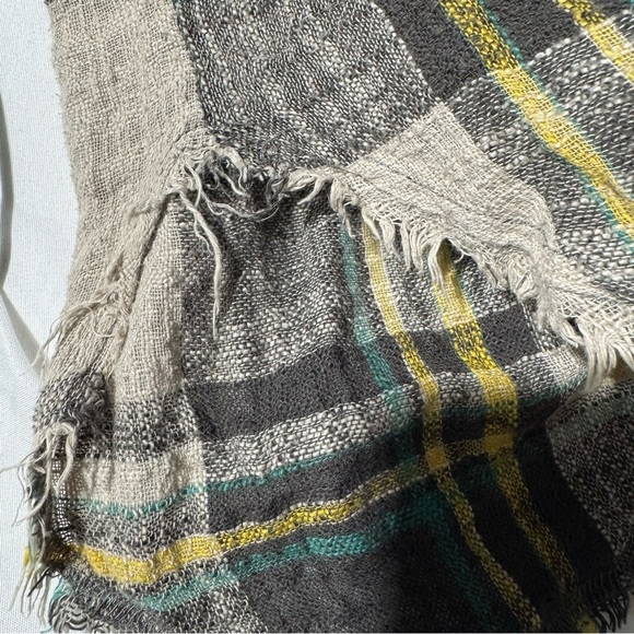 La Miel Oversized Button Down Long Sleeve Shirt Plaid Fringe Hem Size Small - Picture 12 of 12